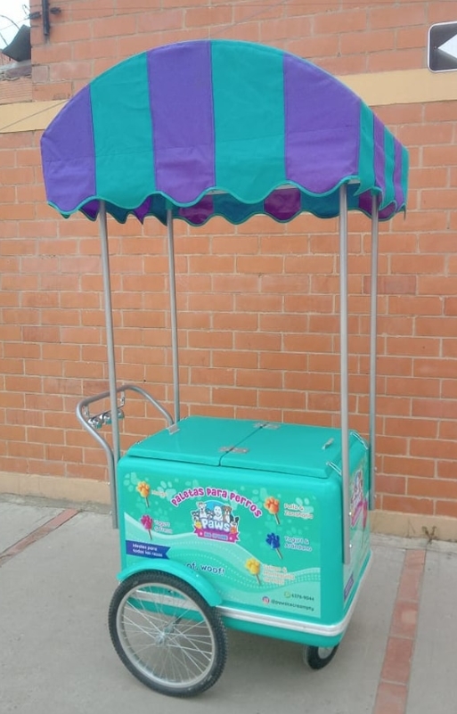Carro paletero con sombrilla o techo duro modelo Multiuso de Cromofibra Crmoimpulso Colombia
