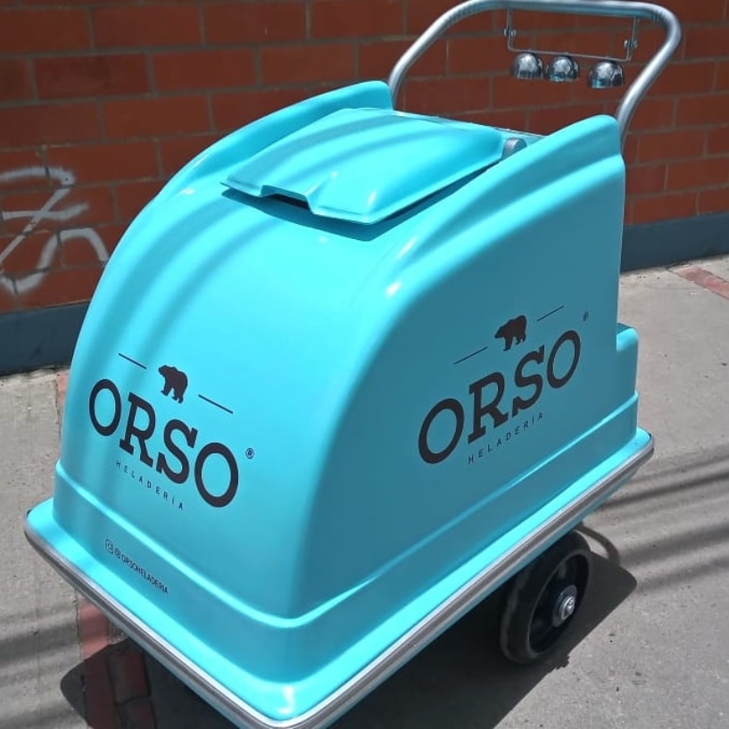 Carrito para vender helados modelo Monboy de cromofibra cromoimpulso Colombia